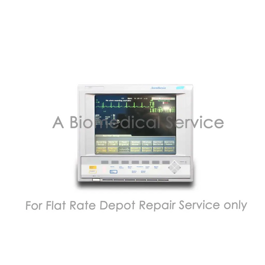White amedasor medical monitor with green ecg waveforms displaying numerical readings for philips m1205a v26c repair service