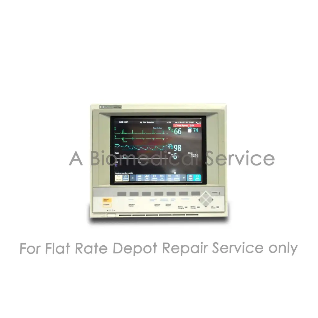 Beige philips m1275a patient monitor medical equipment with touchscreen displaying vital signs for repair service use