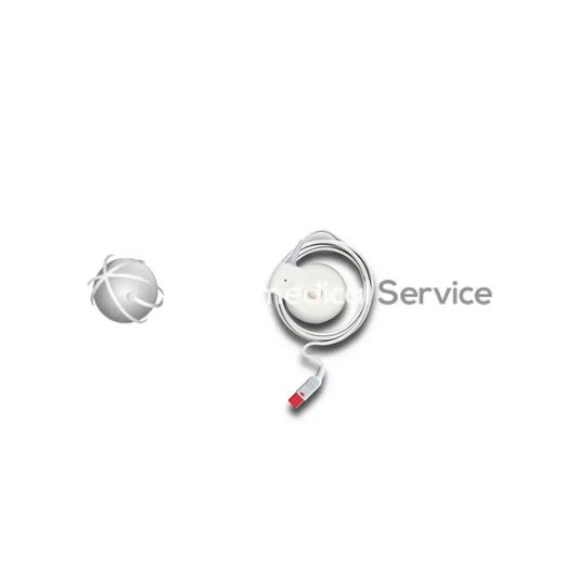 White philips m2734a medical device with coiled cable red connector circular sensor unit and spherical component visible