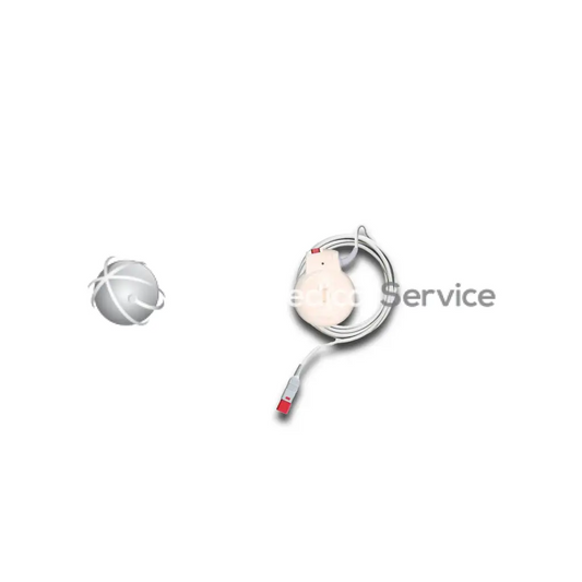 White medical defibrillator electrode pad with coiled cable and red connector for philips m2735a device