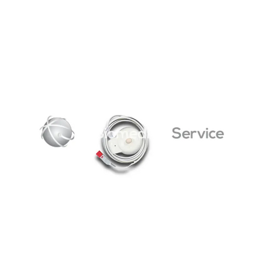 White spherical philips m2736a home medical monitoring device with coiled cable and red connector for biomedical service