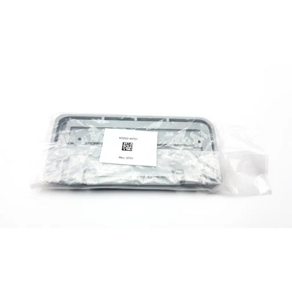 Gray plastic car license plate frame with white label and qr code showing the back of philips m3002-44701 intellivue anti slip case