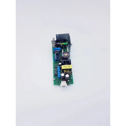 Green printed circuit board with capacitors resistors and blue relay in philips m3046-60002 de22514875 m3 power supply