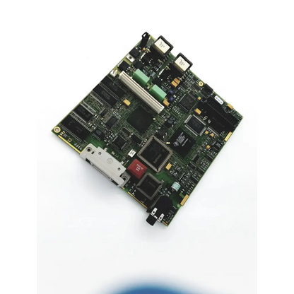 Philips m3046-66402 patient monitor circuit board with green pcb, black silver components, red chip, and connectors