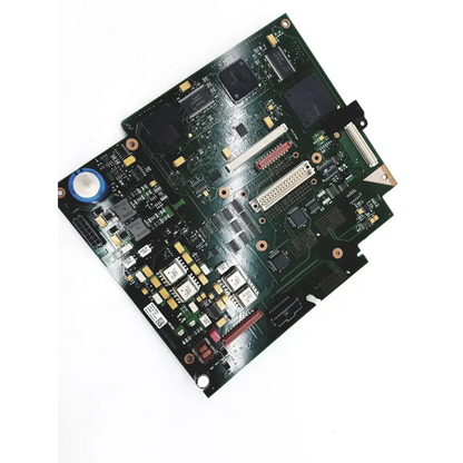 Philips M3046-66402 patient monitor circuit board with green pcb, black integrated circuits, and gold connectors