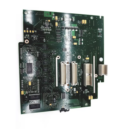 Philips M3046-66402 green patient monitor circuit board with integrated circuits and connectors for medical monitoring
