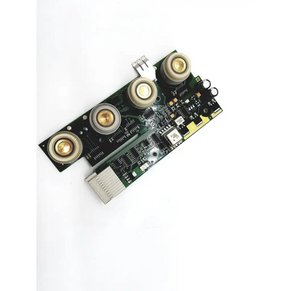 Philips m8062-26441 green circuit board module rack board with three gold circular components and white connector