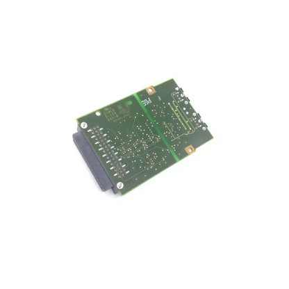 Green printed circuit board control board with black connector and copper traces for biomedical service replacement parts