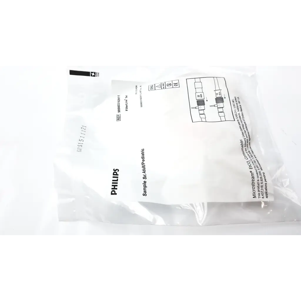 Philips microstream filterline set 989803182911 microstream eco countertable sample sa/adultpediatric in clear plastic packaging