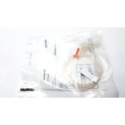 Philips Microstream Filterline set clear plastic iv tubing with white connector and orange cap in sterile bag