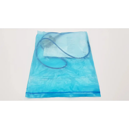 A translucent blue plastic zip-top bag containing a coiled black m1943a sp02 adapter cable and papers for philips ref product
