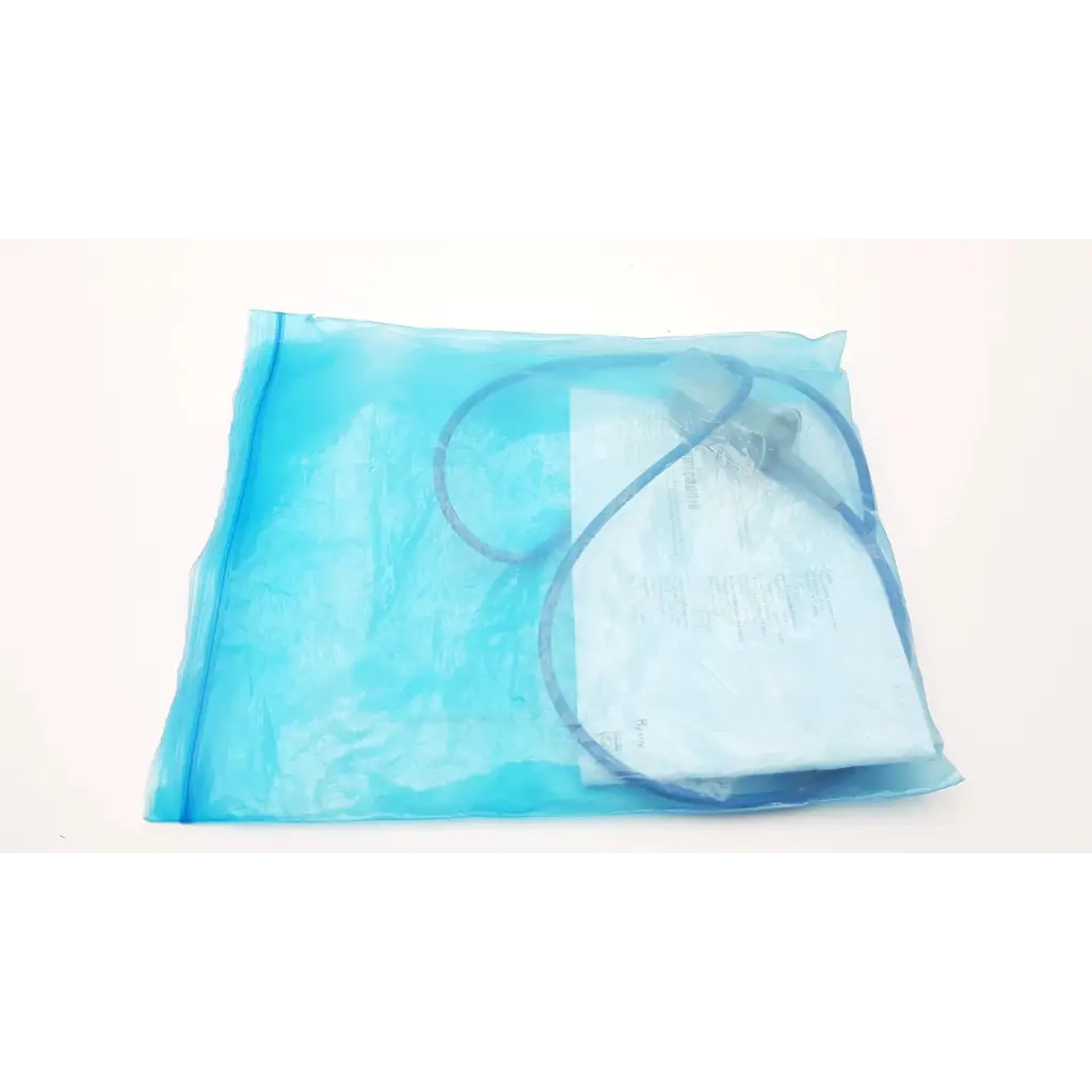A light blue plastic bag containing a white rectangular adapter and dark cord for philips ref m1943a sp02 cable