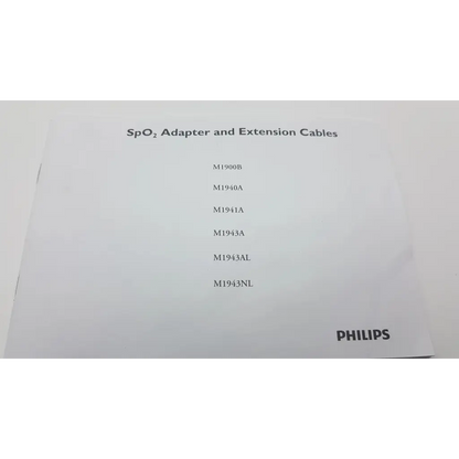 White philips ref label listing m1943a sp02 adapter cable and extension cables with model numbers on product back