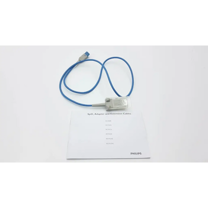 Blue philips m1943a spo2 adapter cable with clear plastic sensor head 1.1m for philips ref 989803105691
