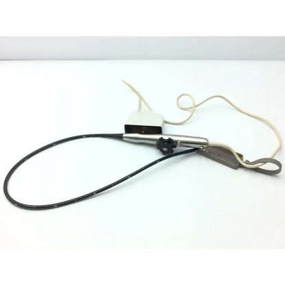 Black flexible cable with metallic handle and beige power adapter for philips s7-2t omni tee transducer device
