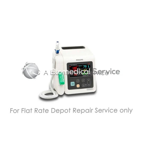 White philips sure signs vsi nibp monitor infusion pump with digital display and control buttons for medical equipment repair service