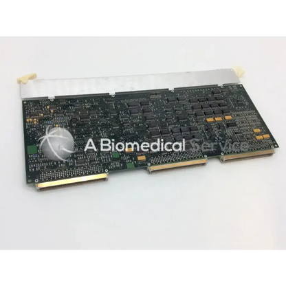 Black rectangular philips ultrasound general circuit board m2409-60060 with gold connectors and silver metallic component