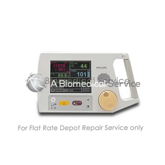 Philips c1 portable patient monitor with silver-gray casing and color-coded display for signs monitor repair service