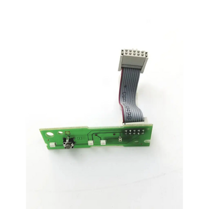 Green rectangular circuit board with flexible gray ribbon cable and white connector for phillips m8065-67041 patient monitor switch medical bulb parts
