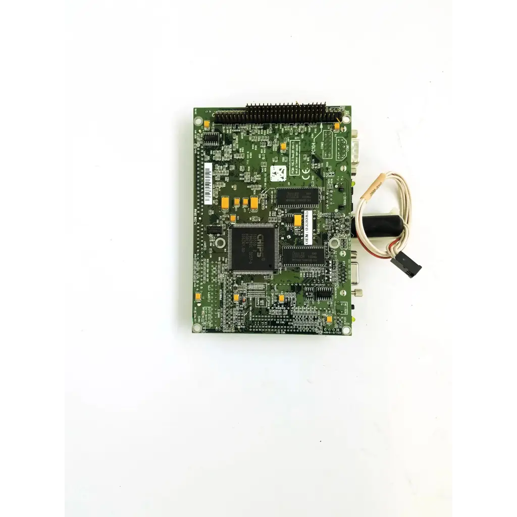 Phoenixbios d486 circuit board with green PCB, black integrated circuits, and yellow connectors for computing use