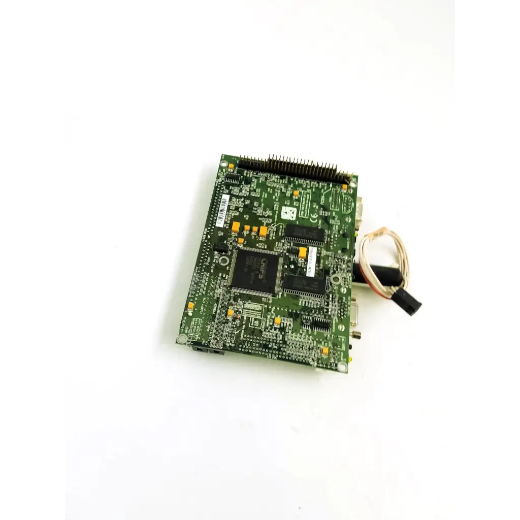 Green phoenixbios d486 circuit board with black integrated circuits and yellow capacitors for computing use