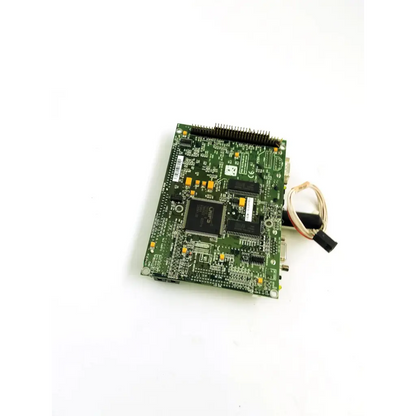 Green phoenixbios d486 circuit board with black integrated circuits and yellow capacitors for computing use