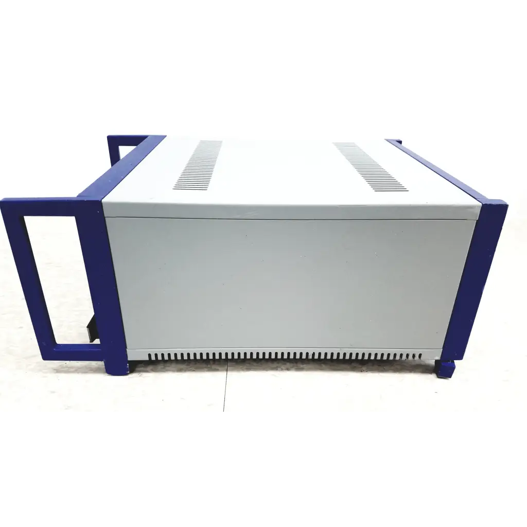 Gray and blue industrial electronic enclosure with ventilation grilles for physik instrumente e-501 3 channel servo controller lvpzt amplifier system