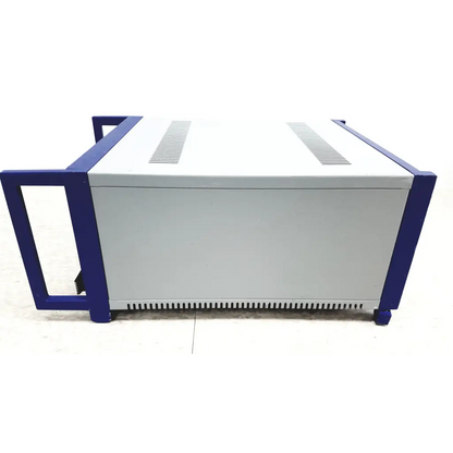 Gray and blue industrial electronic enclosure with ventilation grilles for physik instrumente e-501 3 channel servo controller lvpzt amplifier system