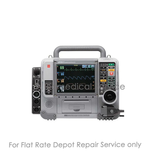 Gray physio-control lifepak 15 defibrillator with digital screen and buttons for medical equipment repair service flat rate