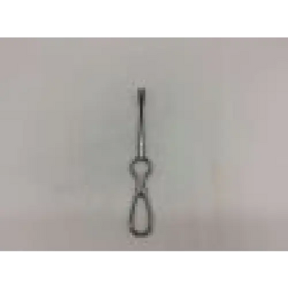 Silver metal volkman retractor keychain with a simple sleek design featuring two interlocking loops