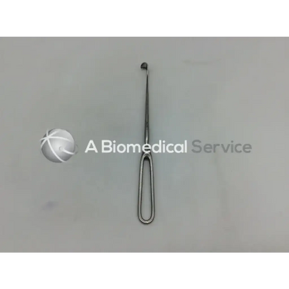 Silver cushing vein retractor with curved looped handle and slender pointed tip surgical instrument