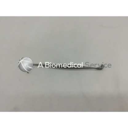 Silver spherical senn retractor surgical with polished metallic shaft and engraved crosshatch pattern on ball end