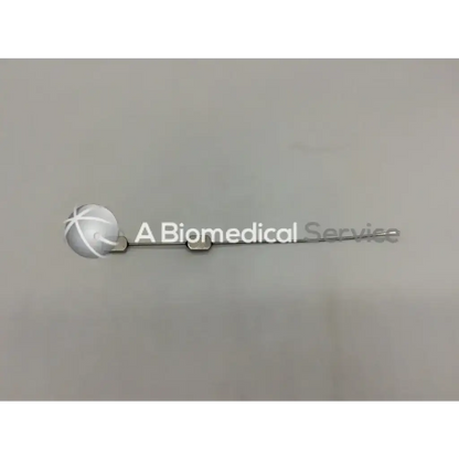 Silver metallic logo with stylized globe and intersecting lines beside text a biomedical service for stamey needle deg ac5-294
