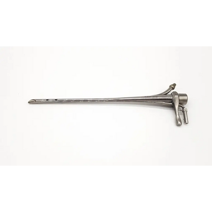 Stainless steel surgical retractor with long slender handle and articulated arms for 3x20 broncoscope da54-35 use