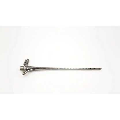 Silver surgical retractor with slender metallic shaft and articulated handle for pilling 5x30 bronchoscope da54-26 use