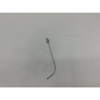 Silver-colored slender metal laryngeal syringe cannula with curved tip and luer lock for abraham laryngeal syringe