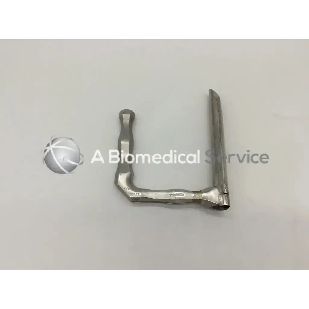 Stainless steel l-shaped surgical retractor with curved handle and straight blade for tracheacsope adult use