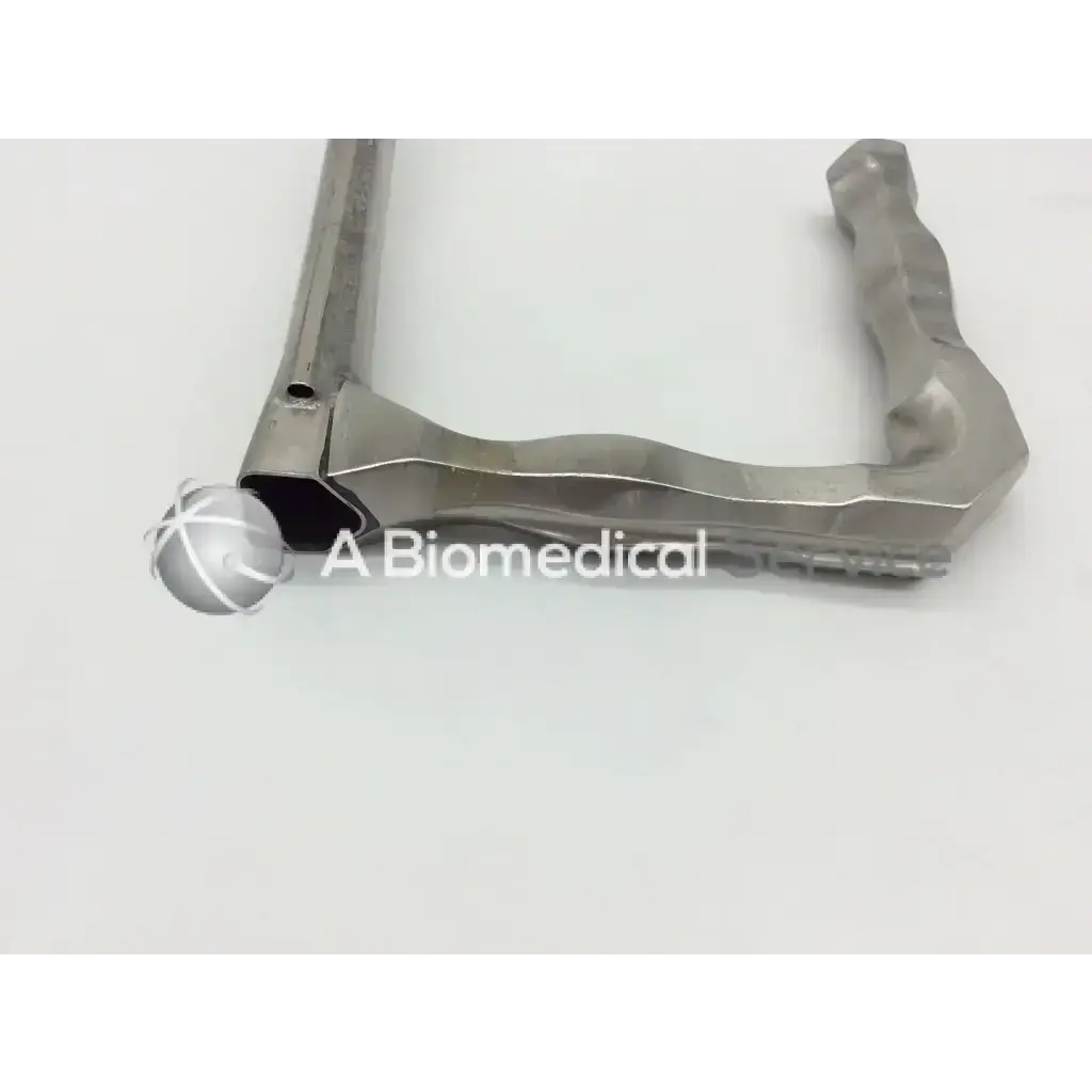 Stainless steel surgical micro adult laryngoscope retractor with textured ergonomic handle and curved articulated design