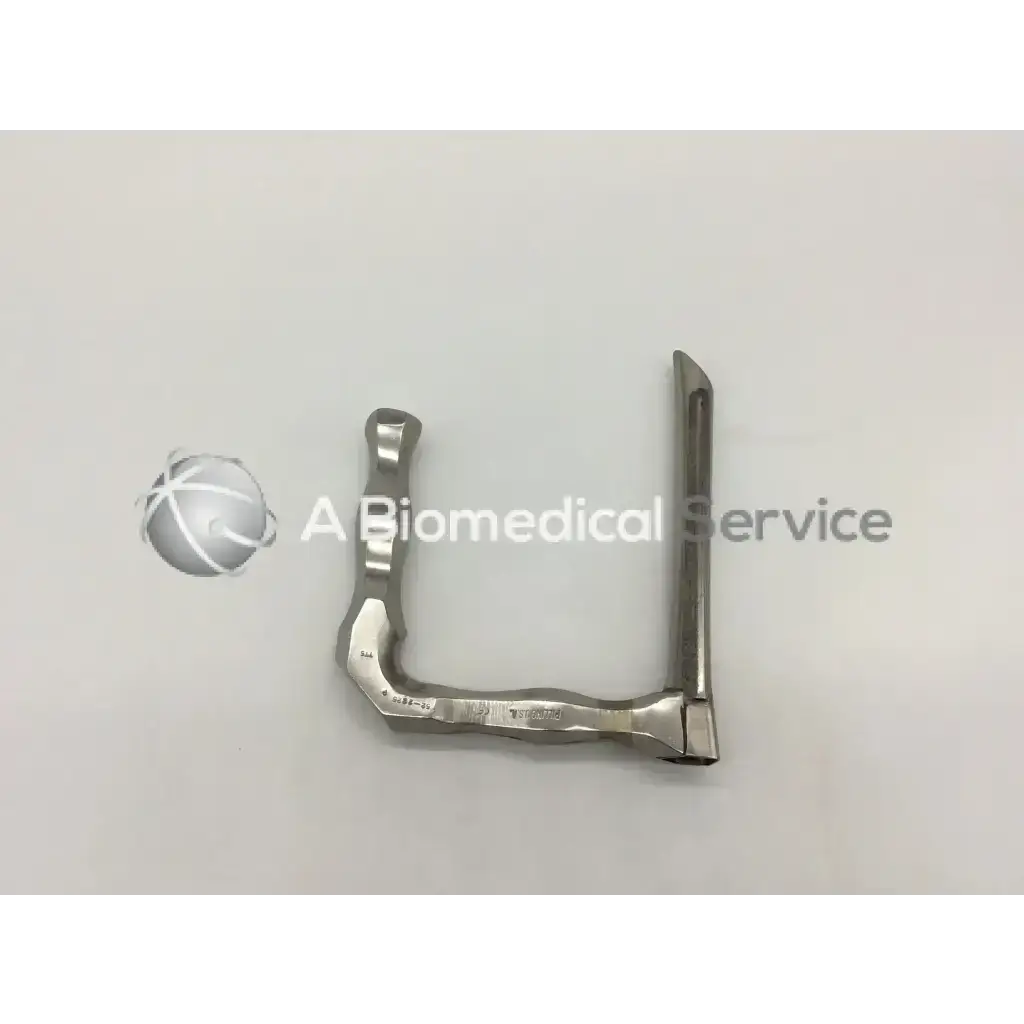 Stainless steel surgical micro adult laryngoscope with curved handle and straight tapered blade for precise use