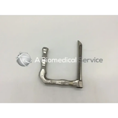 Stainless steel surgical micro adult laryngoscope with curved handle and straight tapered blade for precise use