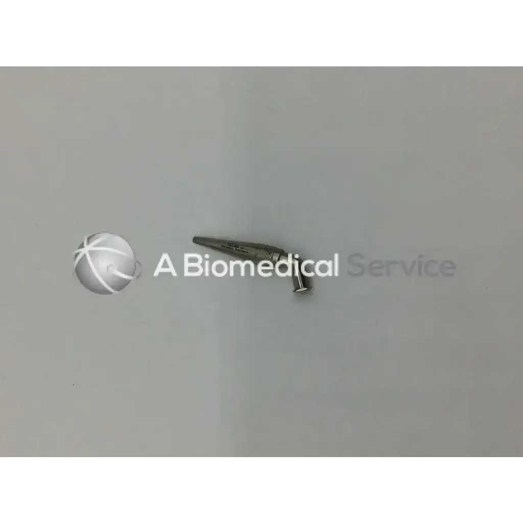 Metallic silver knee replacement implant with smooth curved surface and cylindrical stem for pilling stoney heparin injector