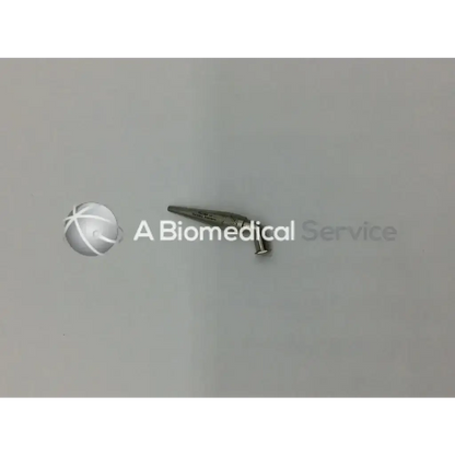 Metallic silver knee replacement implant with smooth curved surface and cylindrical stem for pilling stoney heparin injector