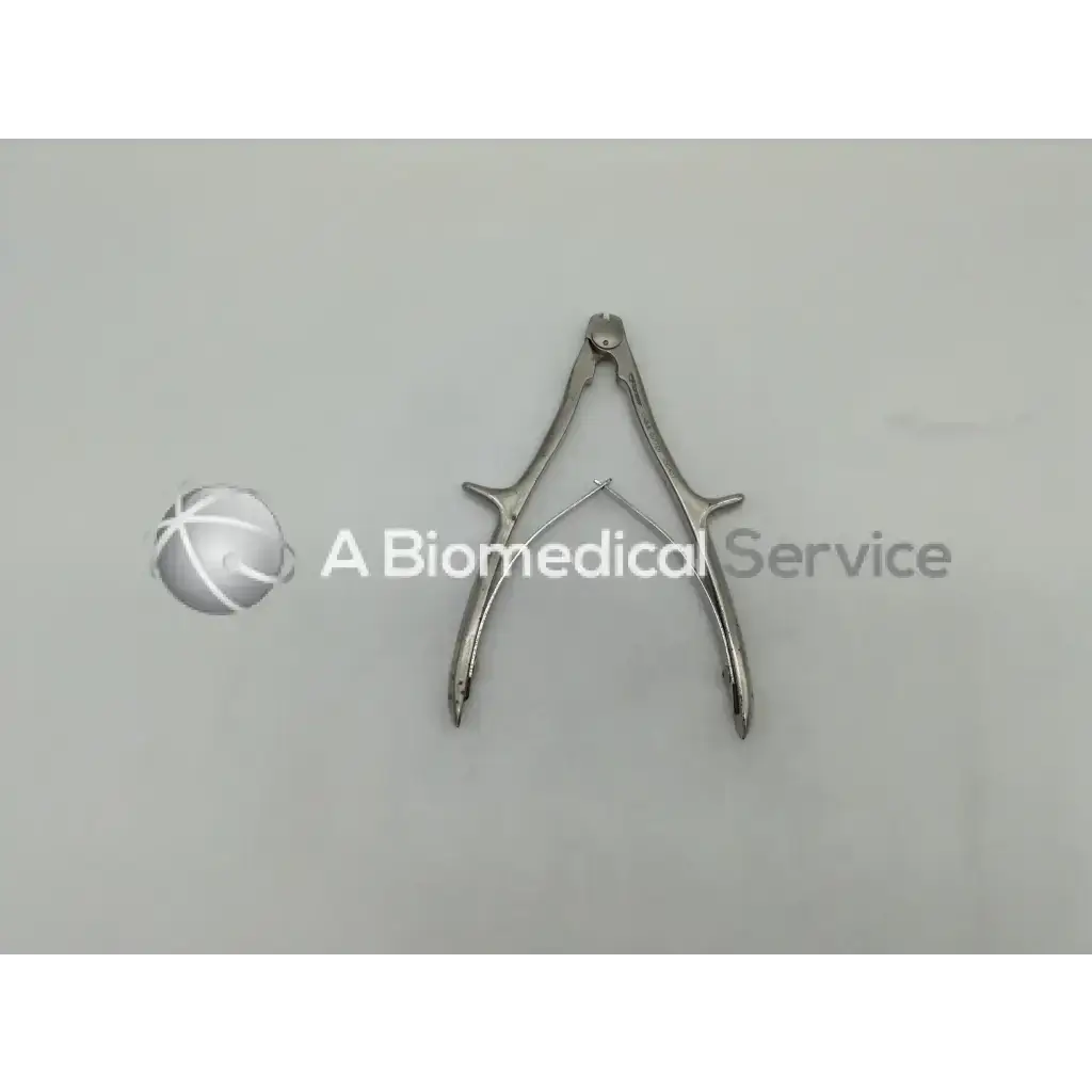 Stainless steel surgical forceps with polished finish and ergonomic handles shown alongside pioneer 400-410 cable cutter