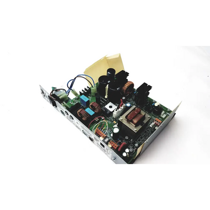 Green circuit board with black capacitors copper coils and wires on metallic chassis for planmeca intra psu2 bbbb2-1