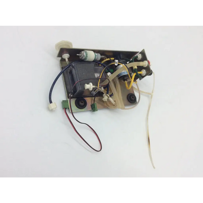 Black electronic control panel with wires and connectors for pneumtronics 12vdc 10 psi solenoid valve mounted on metal bracket