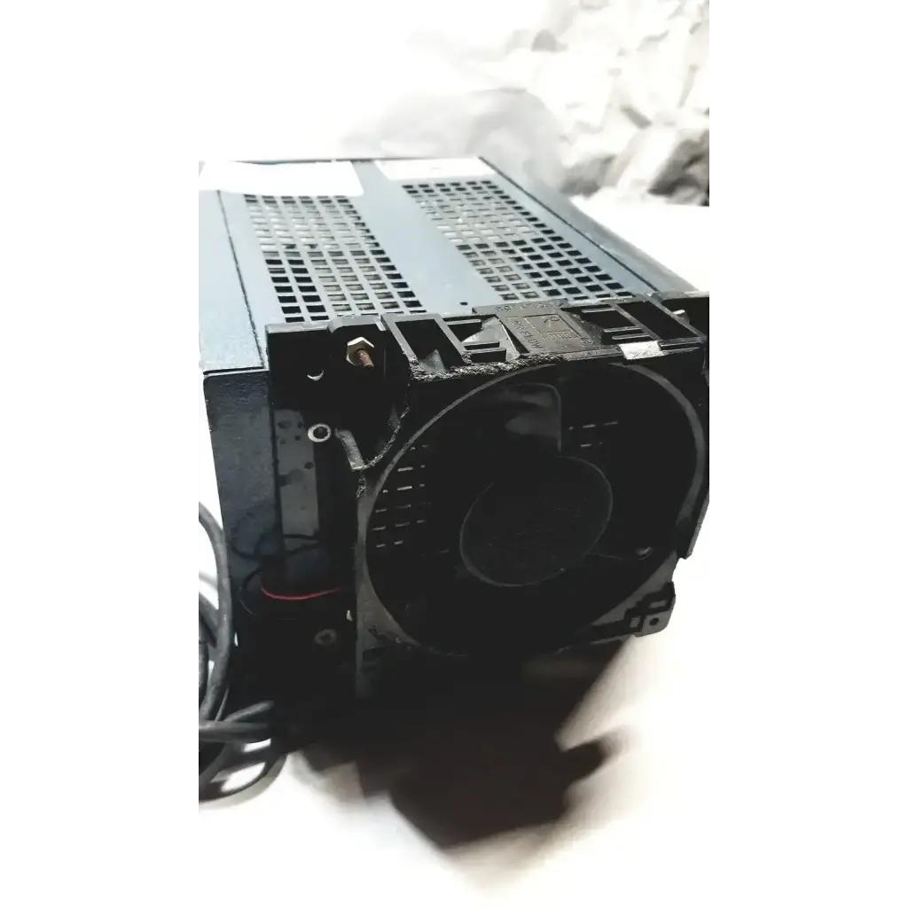 Black plastic industrial fan with mesh grille and visible internal components on power mate corp power supply 105-125v 47-20hz