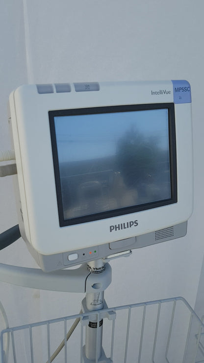 Philips IntelliVue MP50 Patient Monitor with Mobile Stand and Basket