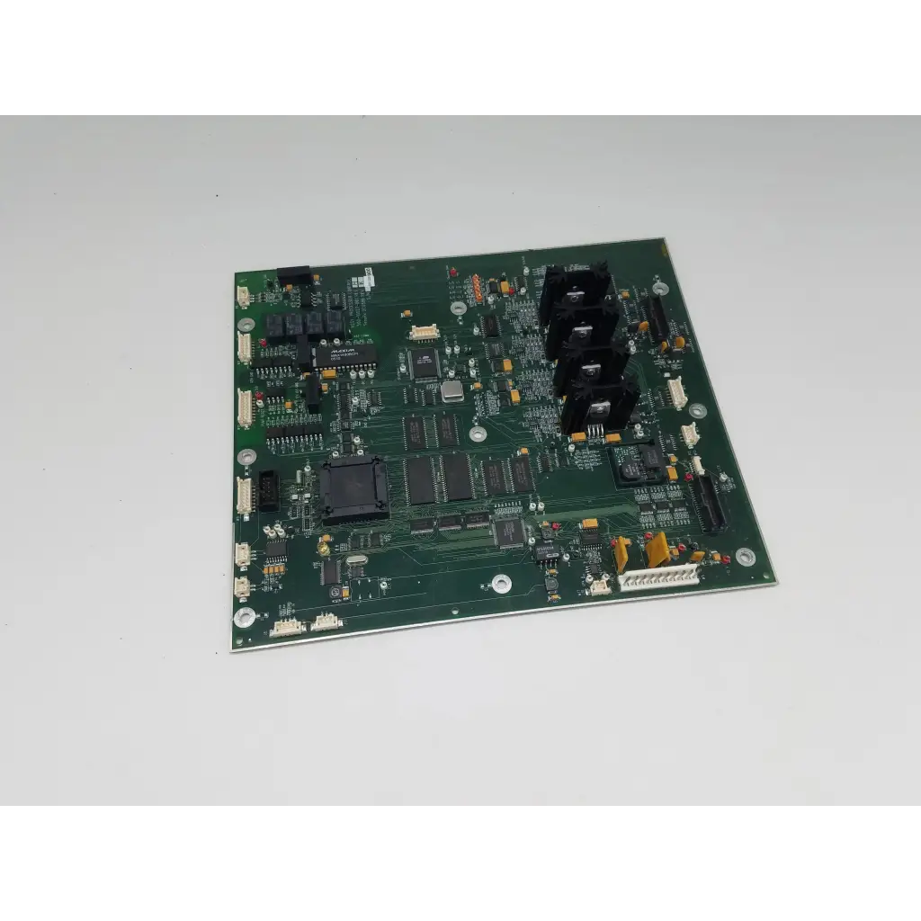 Green processor control printed circuit board rev h bbca1-11 with black integrated circuits and connectors