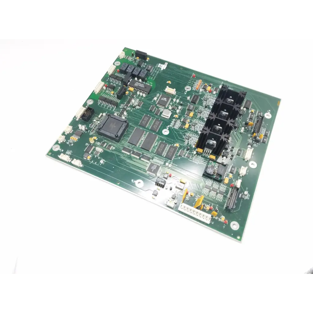 Green printed circuit board with black and silver components for processor control rev h bbca1-11 22523sm