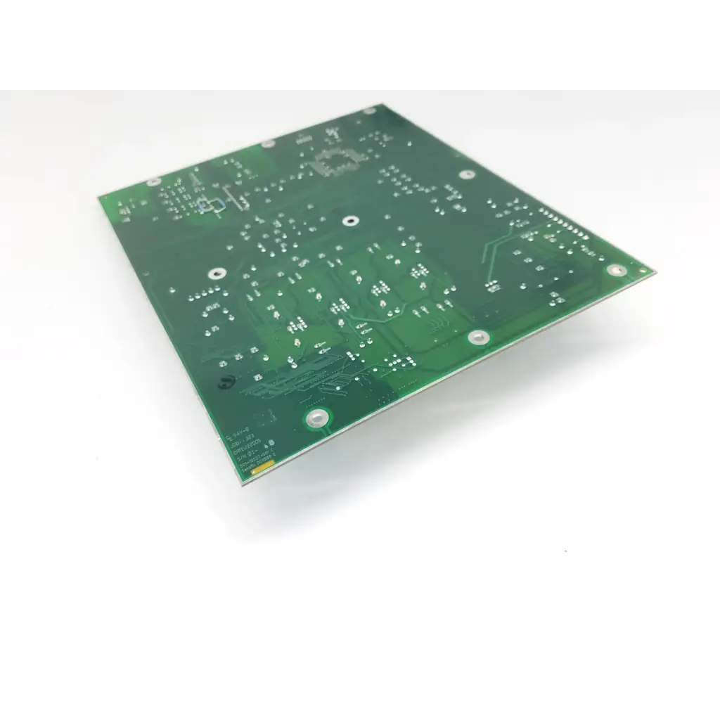 Green rectangular processor control circuit board rev h bbca1-11 with silver solder pads and fine copper traces